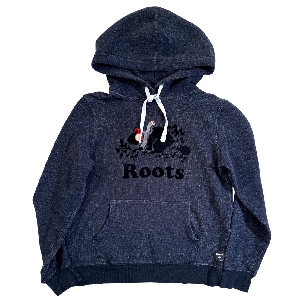 ROOTS Salt & Pepper Hoodie Set Women's S Grey-Navy Beaver Scarf Earmuffs Small - Picture 12 of 14